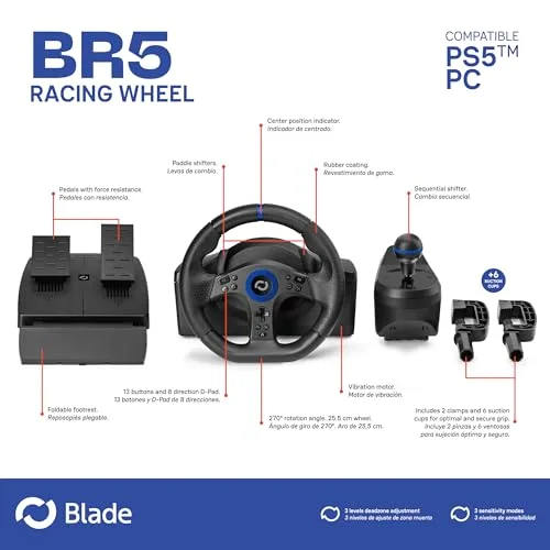 Volant Blade BR5 Wheel PS5 avec pédales et retour haptique - vue 7