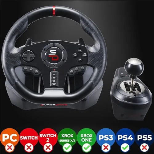 Volant de course - SUPERDRIVE - GS850-X - Levier de vitesse manuel - 3 pédales - Palettes - PS4 / Xbox - vue 2