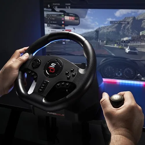 Volant de course - SUPERDRIVE - GS850-X - Levier de vitesse manuel - 3 pédales - Palettes - PS4 / Xbox - vue 9