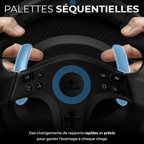 Volant gaming - SPIRIT OF GAMER - Race Wheel Pro 5 - Volant 255 cm - Multi-plateforme - Rotation 270° - vue 6
