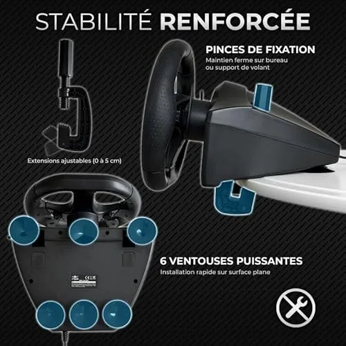 Volant gaming - SPIRIT OF GAMER - Race Wheel Pro 5 - Volant 255 cm - Multi-plateforme - Rotation 270° - vue 8