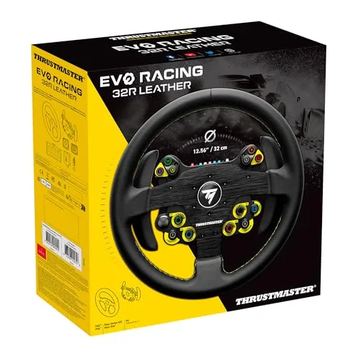 Volant PC/PS4/PS5/Xbox - THRUSTMASTER - Evo Racing 32R - Leather Cuir/structure Alu 32cm Palettes magnétiques 25 boutons - vue 5
