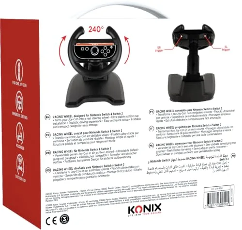 Volante Konix Plegable Nintendo Switch Joy-Con Ventosa Noir - vue 7