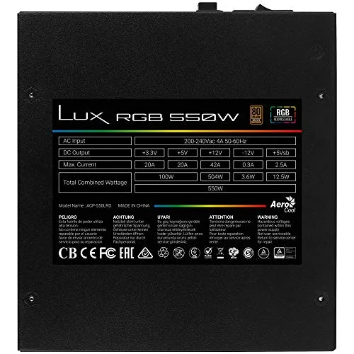 Aerocool LUX 550M RGB 550W 80+ Bronze semi-modulaire, vue 4