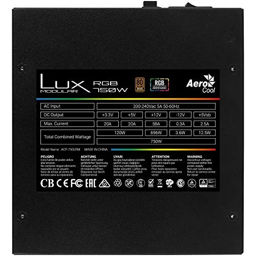 Aerocool LUX 750M RGB 750W 80+ Bronze semi-modulaire - vue 4