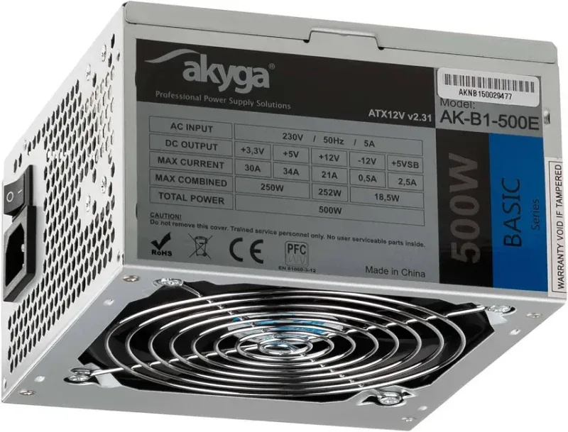 Alimentation Akyga 500W ATX Certifiée CE Modèle AK-B1-500E Ventilateur 12 cm - image 2