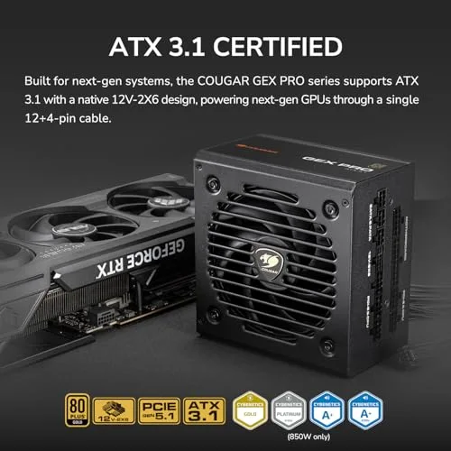 Alimentation PC Gaming - COUGAR - GEXPRO 850W - 80 PLUS Gold - Modulaire - PCIe 12+4 Pin - vue 2