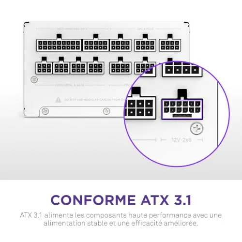 Alimentation PC - NZXT - PA-2G2BW-EU - 1200 W - vue 3