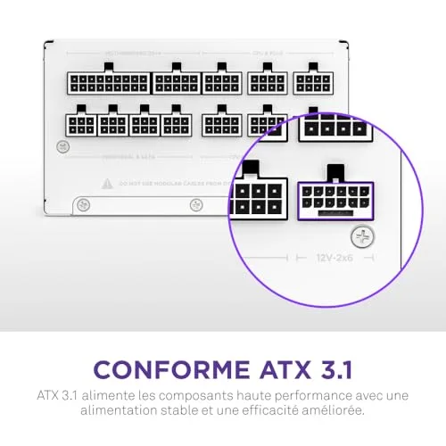 Alimentation PC - NZXT - PA-8G2BW-EU - 850 W - vue 3