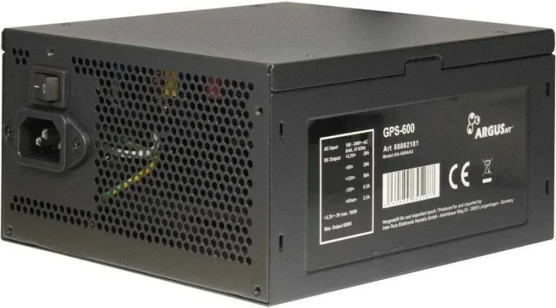 Argus GPS-600 unité d''alimentation d''énergie 20+4 pin ATX ATX Noir alimentation  600 watt - image 5