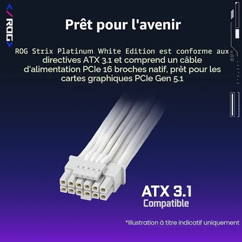 ASUS ROG Strix 1000W 80+ Platinum modulaire blanc - vue 5