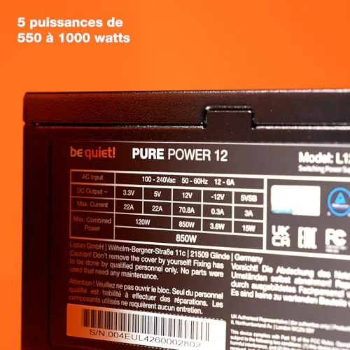 Be Quiet Pure Power 12 750W 80+ Gold non modulaire noir - vue 5