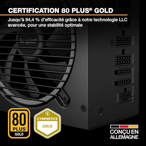 Be Quiet Pure Power 13 M 1000W 80+ Gold modulaire noir - vue 3