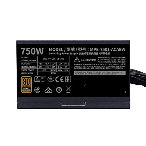 Cooler Master MWE 750 Bronze V2 750W 80+ Bronze - vue 3