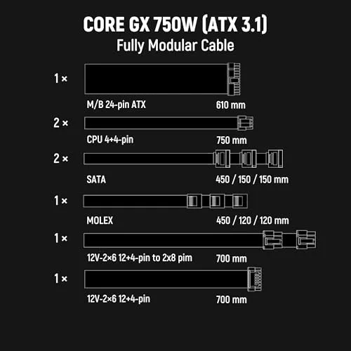 Core GX-750-V2 ATX3.1 750W modulaire - vue 3