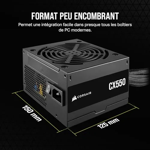 CORSAIR CX550 550W 80+ Bronze non modulaire noir - vue 5
