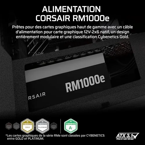 CORSAIR RM1000e 1000W 80+ Gold modulaire noir - vue 2