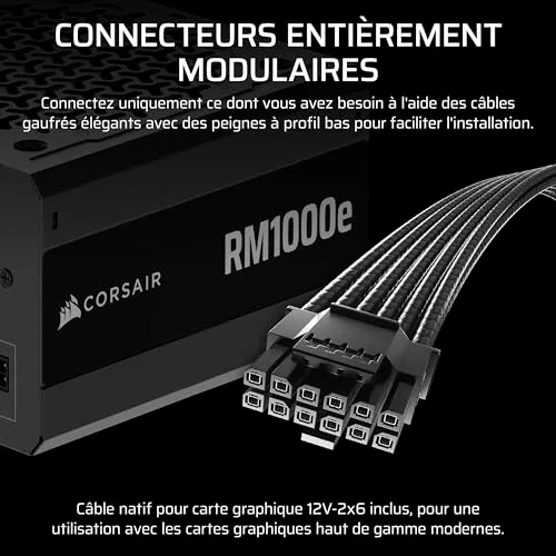 CORSAIR RM1000e 1000W 80+ Gold modulaire noir - vue 4