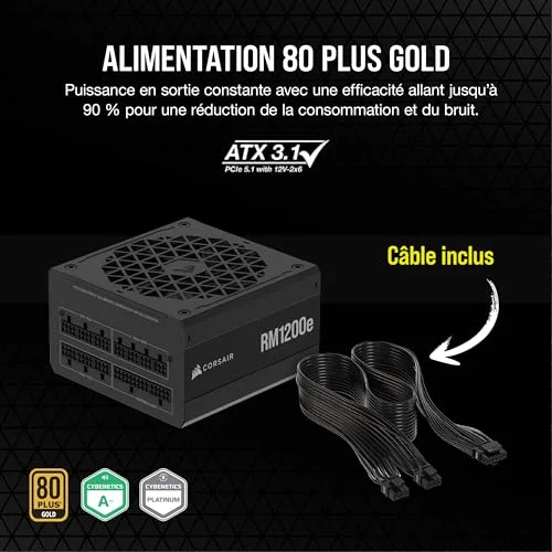 Corsair RM1200e 1200W 80+ Gold modulaire noir - vue 4