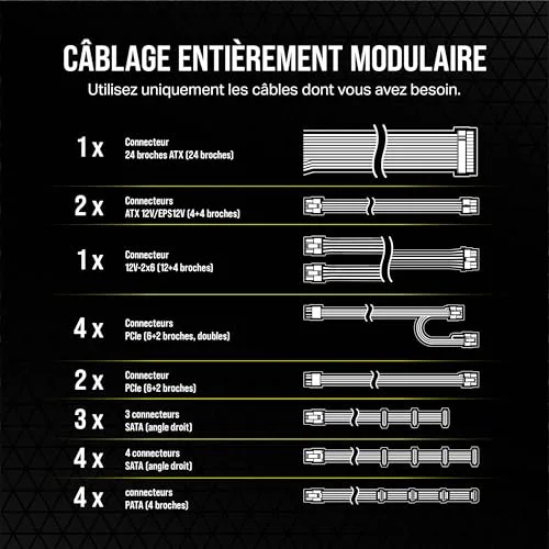 Corsair RM1200e 1200W 80+ Gold modulaire noir - vue 6
