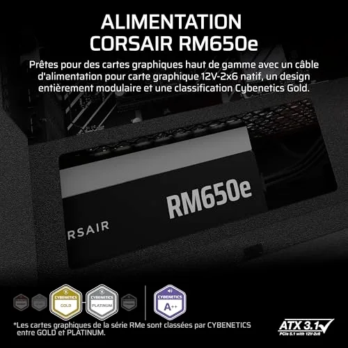 CORSAIR RM650e 650W 80+ Gold modulaire noir - vue 2