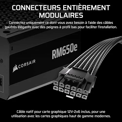 CORSAIR RM650e 650W 80+ Gold modulaire noir - vue 4