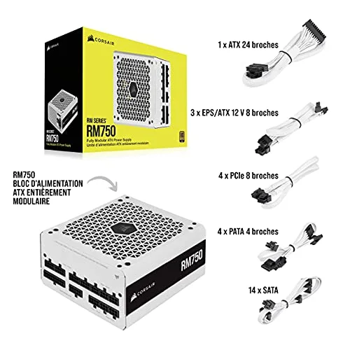 Corsair RM750 750W 80+ Gold modulaire blanc - vue 8