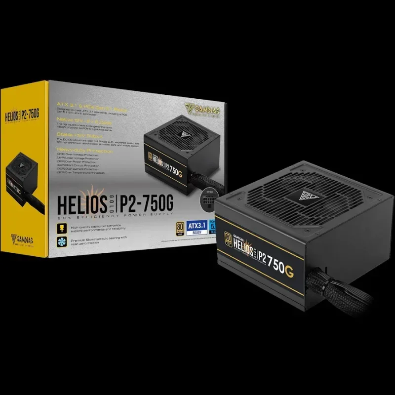 Alimentation Gamdias 750 W certifiée 80+ Gold, protections modulaires Helios P2-750G - image 2