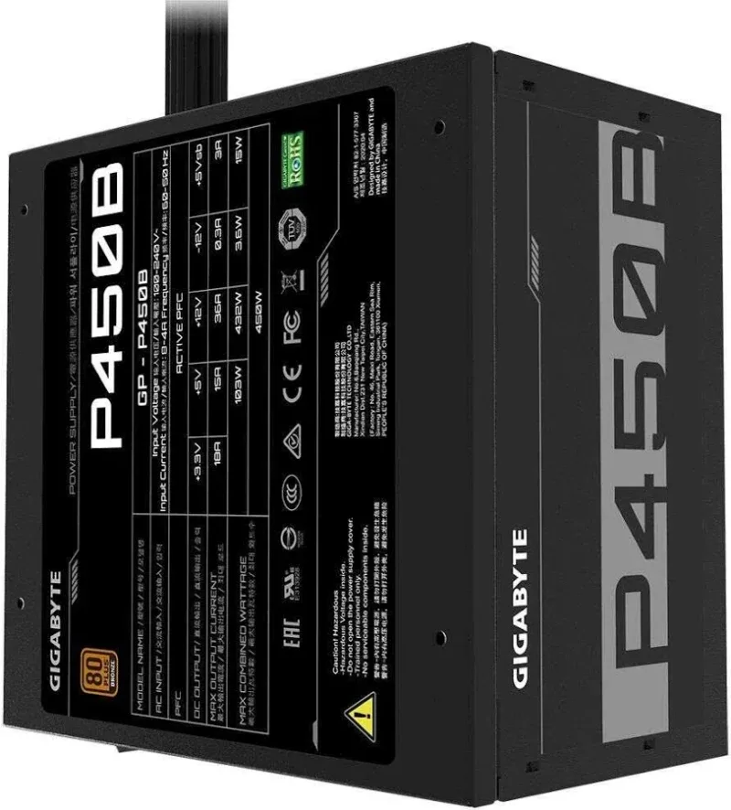 Alimentation PC non modulaire Gigabyte P450B ATX12V 2.31 450W 80 PLUS Bronze Noir - image 5