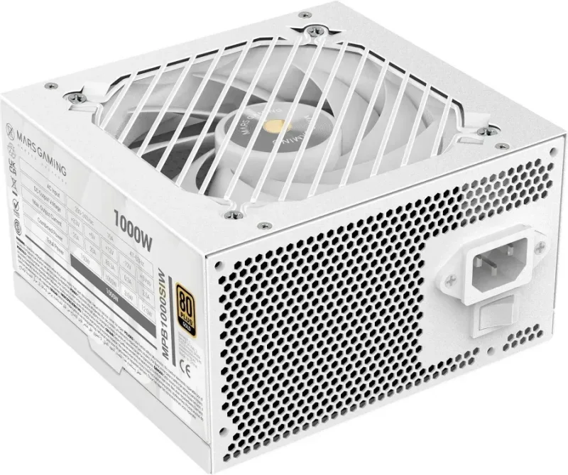 Alimentation PC ATX Mars Gaming MPB1000SI 1000 W, garantie 7 ans, 80Plus Gold, 90 % blanc - image 4