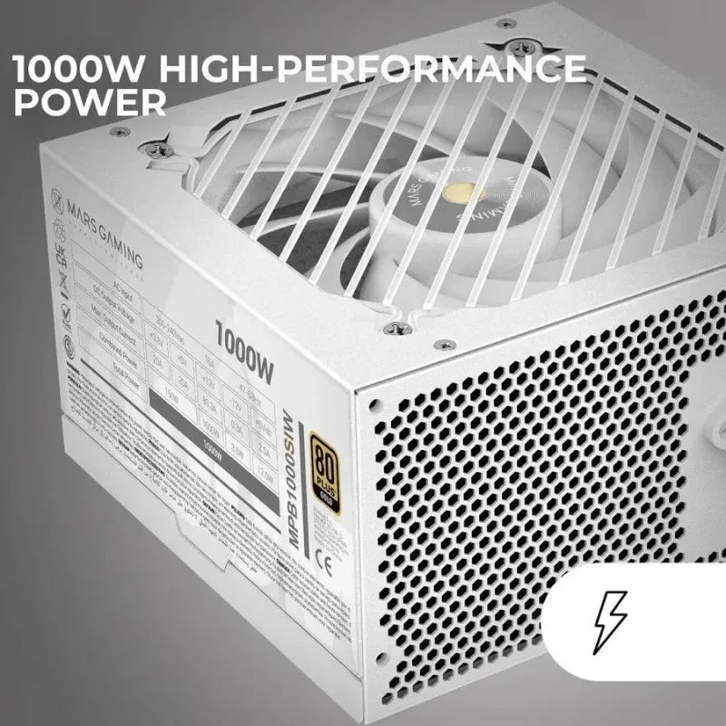 Alimentation PC ATX Mars Gaming MPB1000SI 1000 W, garantie 7 ans, 80Plus Gold, 90 % blanc - image 5