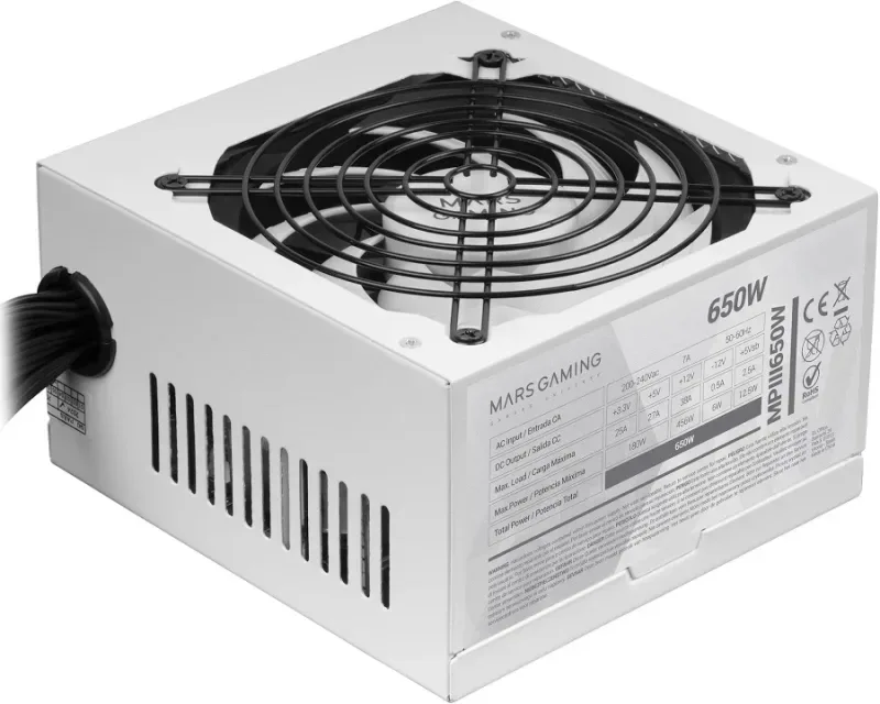 Mars Gaming Mpiii650 Pc Atx Alimentation 650w 5 ans de garantie 85% Ai-rpm Efficacité Blanc - image 3