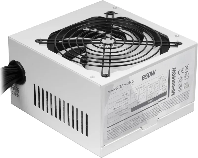 Mars Gaming Mpiii850 Pc Atx Alimentation 850w 5 ans de garantie 85% Ai-rpm Efficacité Blanc - image 4