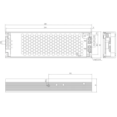 Mean Well UHP-350-24 350W - vue 2