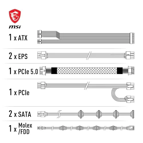 MSI MAG A750GL PCIE5 750W 80+ Gold modulaire noir - vue 5