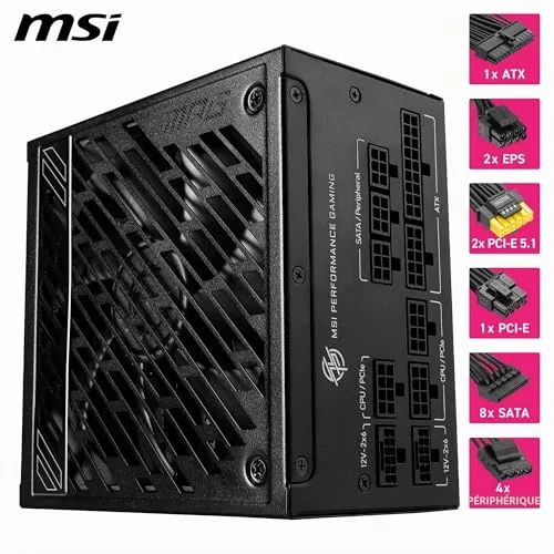 MSI MPG A1250GS PCIE5 1250W 80+ Gold modulaire noir - vue 5