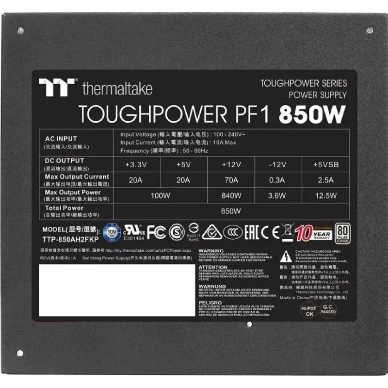 Thermaltake Toughpower PF1 850W 80 Plus Platinum modulaire - image 4