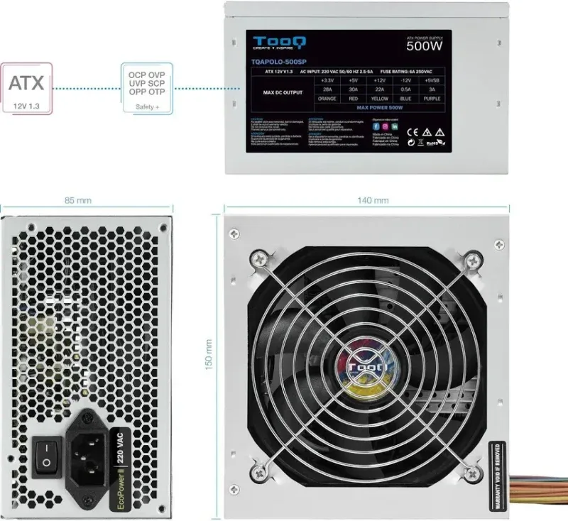 TooQ TQAPOLO-500SP 500W PFC actif - image 2