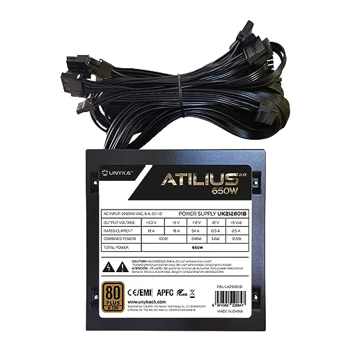 UNYKAch Atilius 2.0 650W 80+ Bronze noir - vue 3