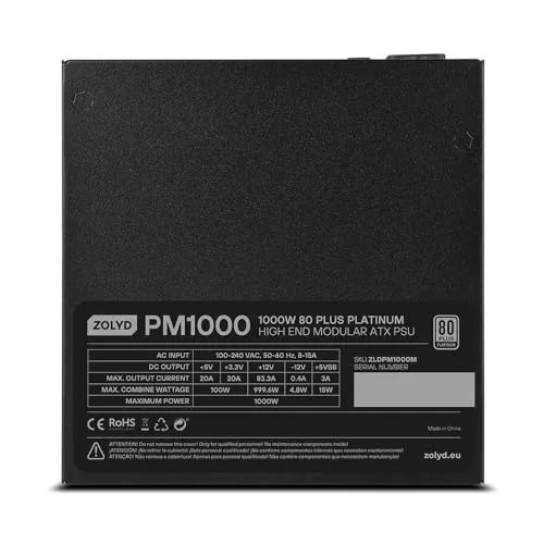 ZOLYD ZLDPM1000M 1000W 80+ Platinum full modulaire noire - vue 4