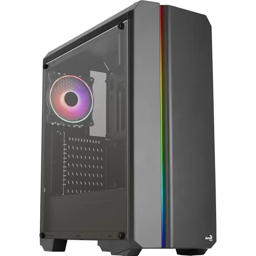 Boîtier Moyen Tour ATX - Aerocool - GENESISV2BK - Panneau Frontal LED ARGB - Ventilateur ARGB 12cm - Noir - vue 3