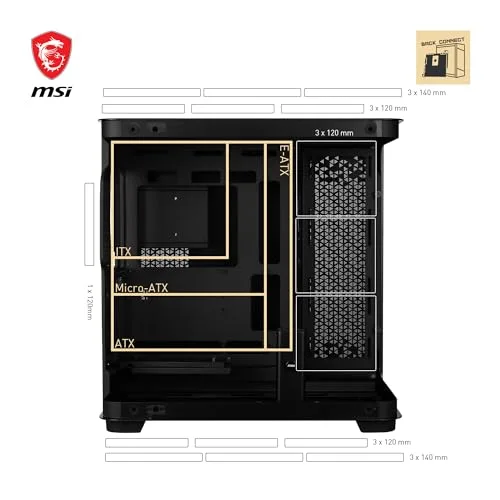 Boîtier Moyen Tour - MSI - MEG MAESTRO 700L PZ - Verre trempé - Gestion avancée des câbles - Design moderne - vue 3