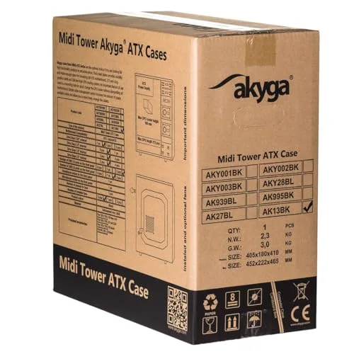 Boîtier PC Akyga AK13BK - Tour midi ATX - Noir - 7 baies internes - Refroidissement arrière 120mm - vue 7