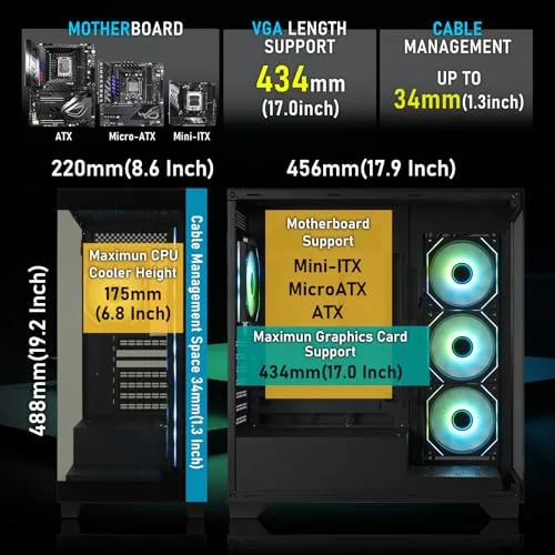 Boîtier PC - BITFENIX - CETO Premium Edition - Moyen tour - ATX - Noir - Verre trempé - USB-C et A-RGB - vue 3