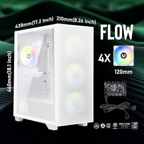 Boîtier PC - BITFENIX - Flow (Blanc) - Moyen tour - Format ATX - Sans alimentation - vue 2