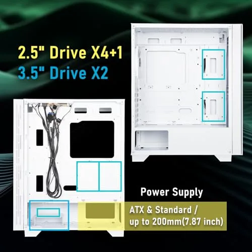Boîtier PC - BITFENIX - Flow (Blanc) - Moyen tour - Format ATX - Sans alimentation - vue 5