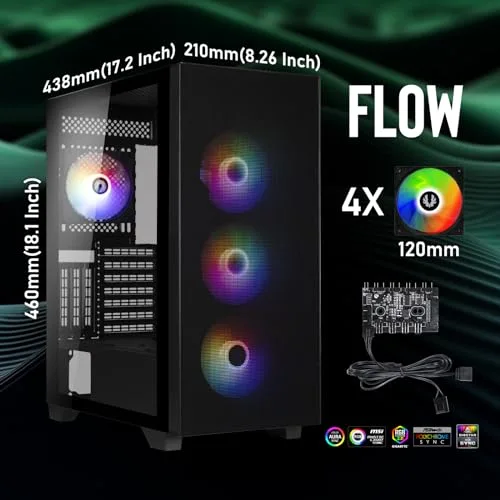 Boîtier PC - BITFENIX - Flow (Noir) - Moyen tour - Format ATX - Sans alimentation - vue 2