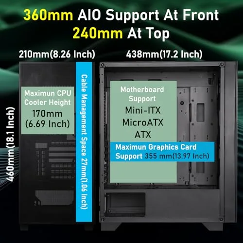 Boîtier PC - BITFENIX - Flow (Noir) - Moyen tour - Format ATX - Sans alimentation - vue 3