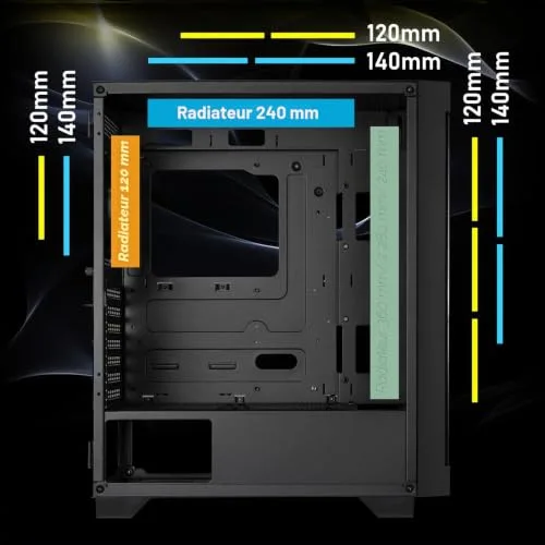 Boîtier PC - BITFENIX - Graph ARGB - Moyen tour - ATX - Noir - 4 ventilateurs A-RGB - vue 3