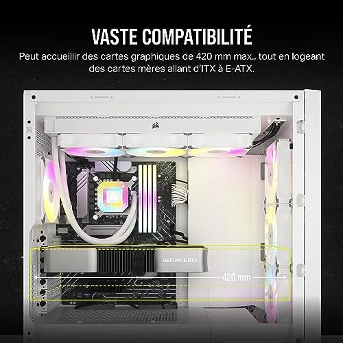 Boitier PC - CORSAIR - 5000D CORE AIRFLOW - ATX Moyen-tour - Panneau avant flux dair optimisé - Blanc - (CC-9011262-WW) - vue 3